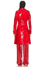 PRISCAVera Patent Leather Trench Coat in Scarlet, view 3, click to view large image.