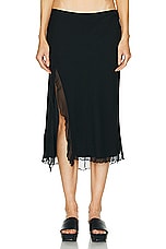 PRISCAVera Ruffled High Slit Skirt in Black, view 1, click to view large image.