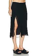 PRISCAVera Ruffled High Slit Skirt in Black, view 2, click to view large image.