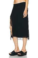 PRISCAVera Ruffled High Slit Skirt in Black, view 3, click to view large image.