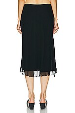 PRISCAVera Ruffled High Slit Skirt in Black, view 4, click to view large image.