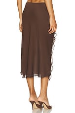 PRISCAVera High Slit Ruffle Skirt in Chocolate, view 4, click to view large image.