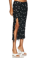 PRISCAVera Ruffled High Slit Skirt in Polka Dots, view 2, click to view large image.