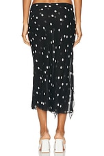 PRISCAVera Ruffled High Slit Skirt in Polka Dots, view 4, click to view large image.