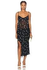 PRISCAVera Ruffled High Slit Skirt in Polka Dots, view 5, click to view large image.