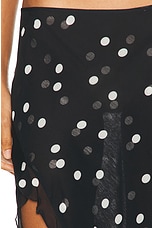 PRISCAVera Ruffled High Slit Skirt in Polka Dots, view 6, click to view large image.