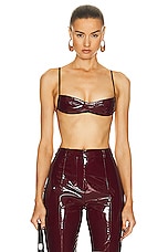 PRISCAVera Vinyl Bra Top in Oxblood, view 1, click to view large image.