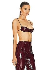 PRISCAVera Vinyl Bra Top in Oxblood, view 2, click to view large image.