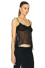 PRISCAVera Ruffled Cami Top in Black, view 2, click to view large image.