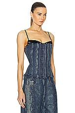 PRISCAVera Frayed Paneled Bustier Top in Snake, view 2, click to view large image.