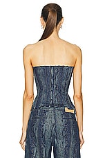 PRISCAVera Frayed Paneled Bustier Top in Snake, view 3, click to view large image.