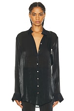 PRISCAVera Relaxed Button Down Top in Black, view 1, click to view large image.