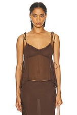 PRISCAVera Chiffon Cami Top in Chocolate, view 1, click to view large image.