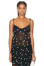 PRISCAVera Ruffled Cami Top in Polka Dots, view 1, click to view large image.