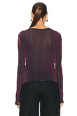 PRISCAVera Velvet Mesh Long Sleeve Top in Sugar Plum, view 3, click to view large image.