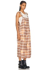 R13 Jumbo Overall in Bleached Orange Plaid, view 2, click to view large image.