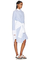 R13 Tie Shirt Dress in Blue & White, view 2, click to view large image.