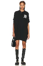 R13 Logo Polo Shirt Dress in Black, view 1, click to view large image.