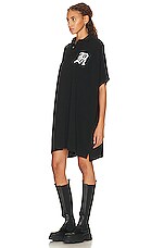 R13 Logo Polo Shirt Dress in Black, view 3, click to view large image.