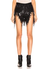 R13 Shredded Sequin Slouch Short in Black FWRD