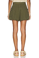 R13 Bubble Skort in Olive Herringbone, view 3, click to view large image.