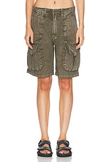 R13 Multipocket Relaxed Short in Olive, view 1, click to view large image.