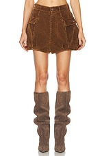 R13 Bubble Skort in Brown Corduroy, view 1, click to view large image.