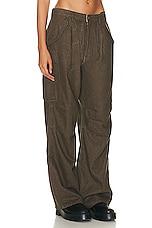R13 Pleated Cargo Wide Leg in Olive, view 2, click to view large image.