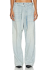 R13 Belted Venti Utility Wide Leg in Lennon Blue, view 1, click to view large image.