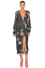 R13 Distressed Long Cardigan in Floral On Black FWRD