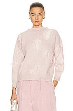 R13 Shrunken Deconstructed Crewneck Sweater in Pink, view 1, click to view large image.