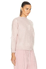 R13 Shrunken Deconstructed Crewneck Sweater in Pink, view 2, click to view large image.