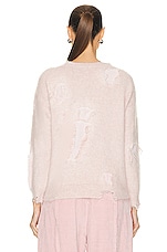 R13 Shrunken Deconstructed Crewneck Sweater in Pink, view 3, click to view large image.