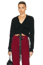 R13 Shirred Cardigan in Black, view 1, click to view large image.