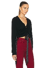 R13 Shirred Cardigan in Black, view 2, click to view large image.