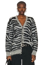 R13 Mohair Boyfriend Cardigan in Zebra Jacquard, view 1, click to view large image.