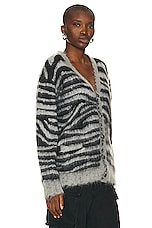 R13 Mohair Boyfriend Cardigan in Zebra Jacquard, view 2, click to view large image.