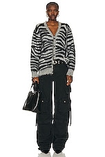 R13 Mohair Boyfriend Cardigan in Zebra Jacquard, view 4, click to view large image.