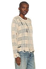 R13 Overlay Distressed Relaxed Crewneck in Cream On Black & Beige Plaid, view 2, click to view large image.