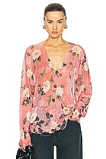 R13 Boyfriend Cardigan in Red Floral, view 1, click to view large image.