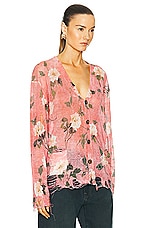 R13 Boyfriend Cardigan in Red Floral, view 2, click to view large image.