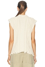 R13 Boyfriend Cable Sweater Vest in Cream, view 3, click to view large image.