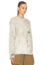 R13 Printed Boyfriend Sweater in Cream Bleached Floral, view 2, click to view large image.