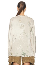 R13 Printed Boyfriend Sweater in Cream Bleached Floral, view 3, click to view large image.