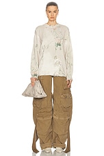 R13 Printed Boyfriend Sweater in Cream Bleached Floral, view 4, click to view large image.