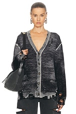 R13 Boyfriend Cardigan in Distressed Black, view 1, click to view large image.