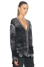 R13 Boyfriend Cardigan in Distressed Black, view 2, click to view large image.