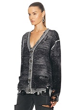 R13 Boyfriend Cardigan in Distressed Black, view 3, click to view large image.