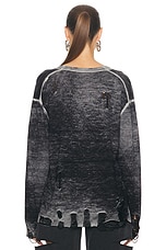 R13 Boyfriend Cardigan in Distressed Black, view 4, click to view large image.