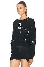 R13 Cropped R13 Crewneck Sweatshirt in Acid Black & Paint Splatter, view 3, click to view large image.